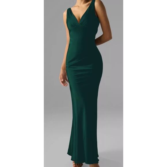 AW BRIDAL 4 S hunter green  Rachael formal wedding prom maxi dress NEW 0b15 - Picture 1 of 8